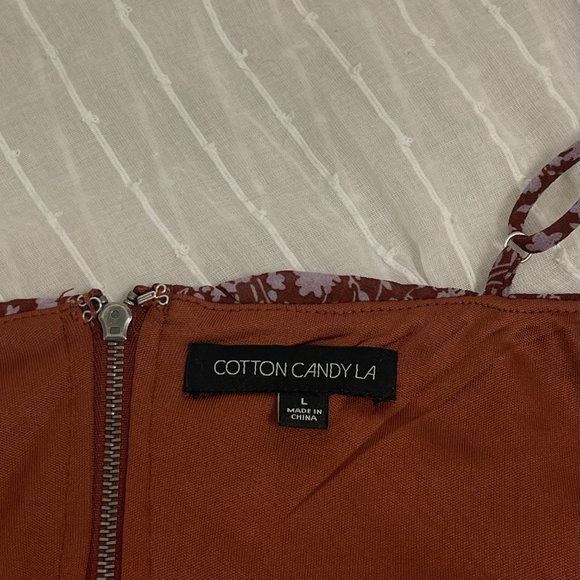 Brown & Mauve Floral print tank with adjustable straps and ties in the front - Picture 4 of 5